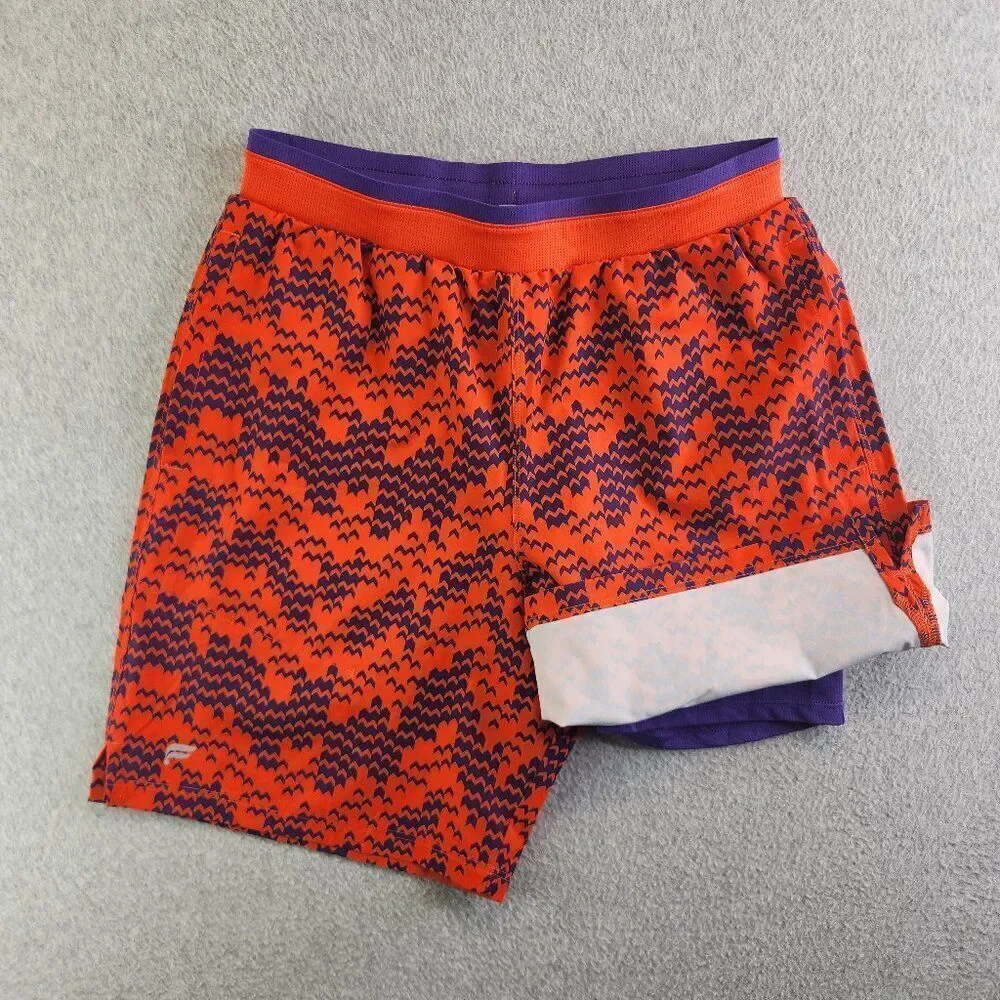 Fabletics Shorts Mens S Red Purple Fundamental II Boxer Lined 7" Training Gym - Picture 1 of 16